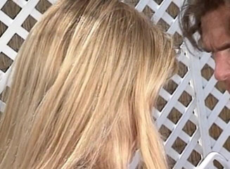 Public Lust: Lovely blonde chick is jumping on her lover's cock