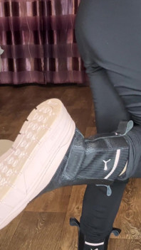 I Show a Beautiful Figure in Black Leggings and Black Boots/