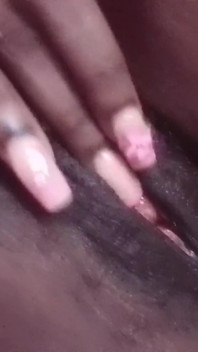 Closeup Rubbing My Hairy Pieced Pink Black Pussy