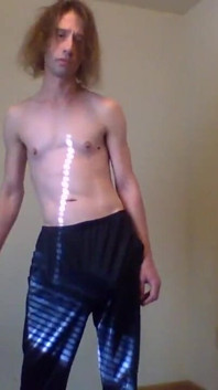 Mtf Topless Aroused in Track Pants; Armpit Sniffing and Nipple Teasing