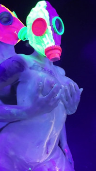 Neon Rave Girl on Girl Dildo Play