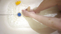 Hairypussyangel: Sexy legs in the bath, footjob and handjob
