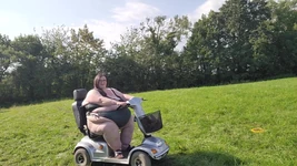 Riding my new mobility scooter