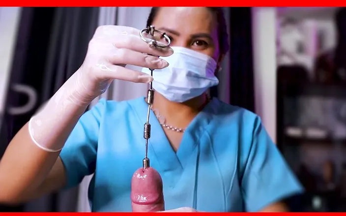 DominaFireOfficial: Edging &amp; Sounding by Sadistic Nurse Domina Fire.