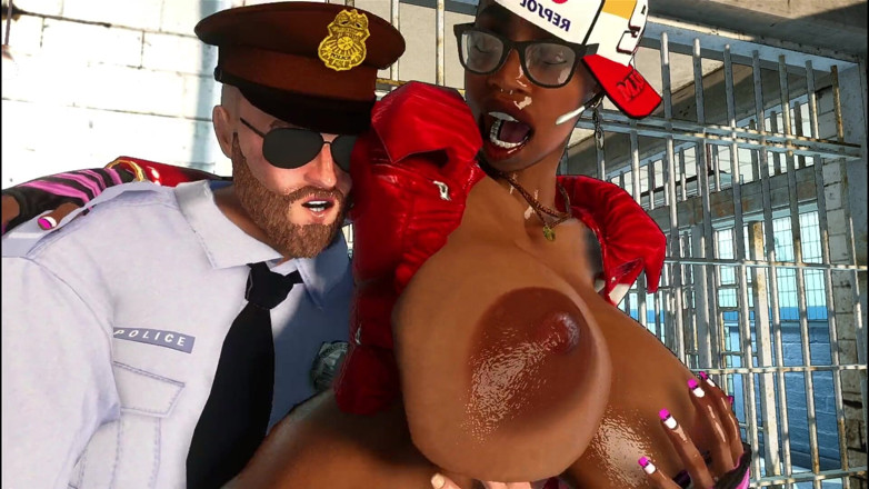 Denis animation: Perverted Cop and Ebony Big Breast Boubble Butt Girl
