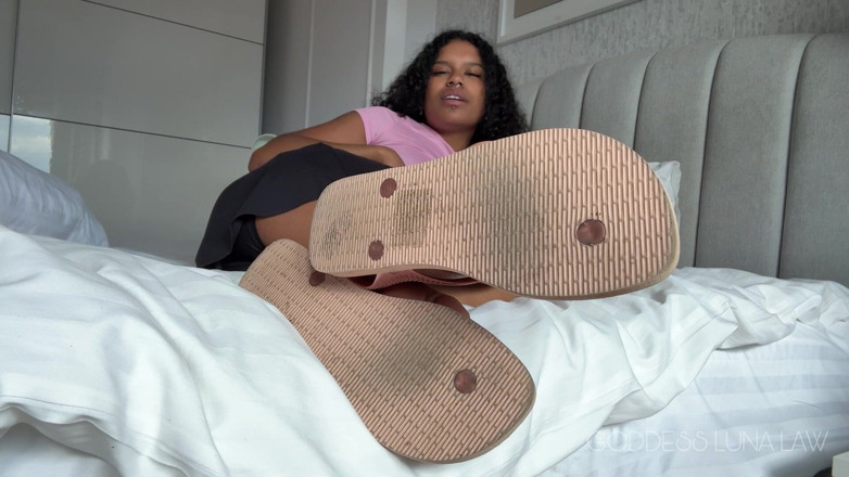 Goddess Luna Law: Stinky &amp; Sweaty Feet JOI POV- Ebony Dirty Wrinkled Soles
