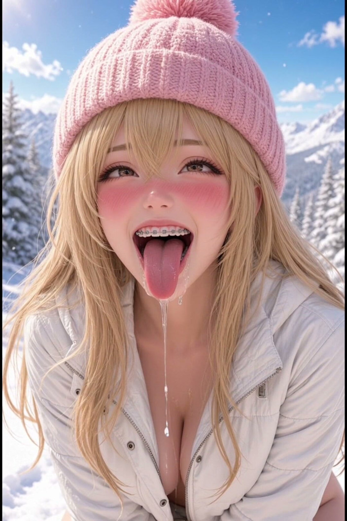 Wertstofsamler: 3D Anime Blonde Walk in the Snow, lateksowe majtki Cute...