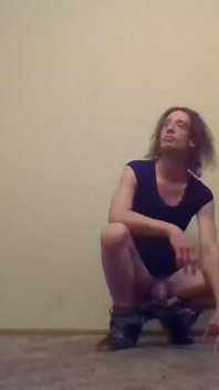 Nude Transgirl Kneeling in Jeans | Self-photography Posing