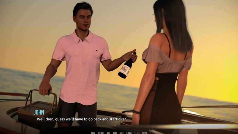 3D Cartoon Porn: Dominos Beach 16 John Premier rendez-vous Fiona Boat Ocean Sunset SFW