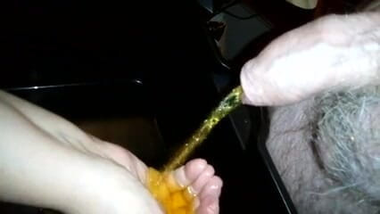 Sex hub couple: Jen is washing her hand in John's piss