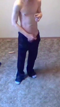 Trying a New Camera Angle; in Only Track Pants & Socks