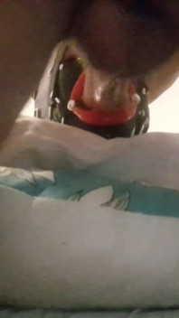Laura throatfucked with a big lips gag has to swallow a huge load of cum