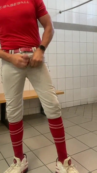 Buff Dilfjockdad87 Edges in the Locker Room in Baseball Gear