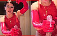 DominaFireOfficial: Hluboké zvuky a dojení s latexovými rukavicemi