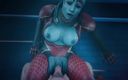 Jackhallowee: Sexo com um alienígena azul com peitos grandes