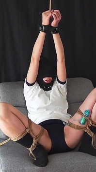 Girl in Bloomers, Restrained in an M-shape and Left Alone.