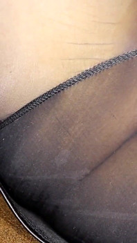 Jerks off his feet. Latex. Cum on legs