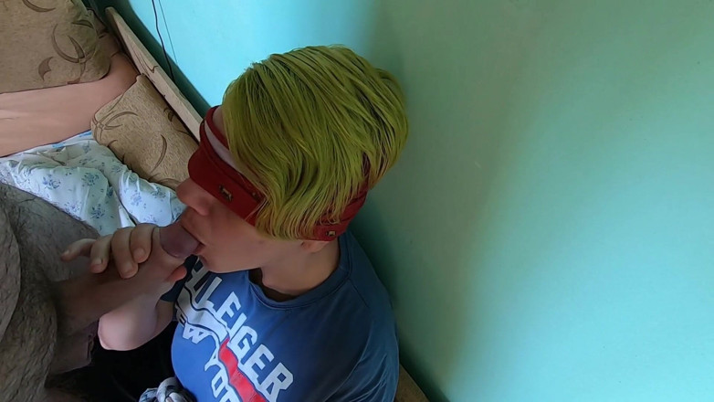 bekycarril: Blindfolded blowjob with cum clean up from her hand