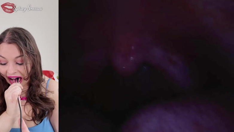 Sydney screams fetish: Głęboko w ustach Sydney - Sydney Screams pokazuje usta, język, gardło...