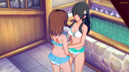 Hentai Smash: Memek saten ruiko dijilat, lalu di-fingering di bak mandi - hentai...