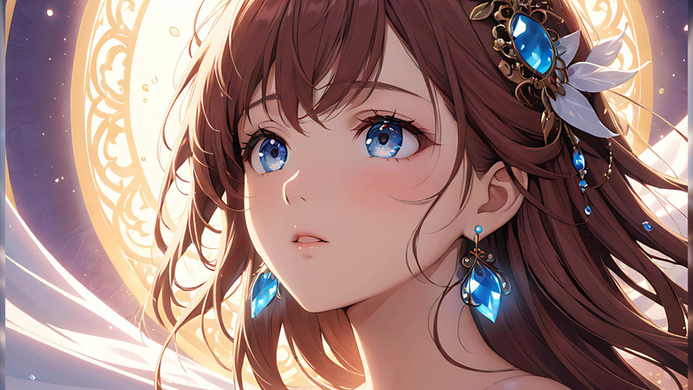 LustRender: Pendakian ethereal: wanita muda cantik dibalut dengan cahaya surga