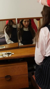 Step-mum Catches College Girl Mila at Her Dressing Table Face Slapping Punishment Wmv