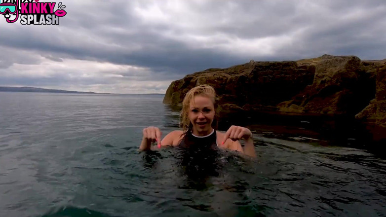 UKCuteGirl Lucy Lauren: Erotic Underwater Swimsuit Strip: Tease to Nude in Sea