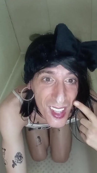 Crossdresser Dirnk Pee and Cum in Hole