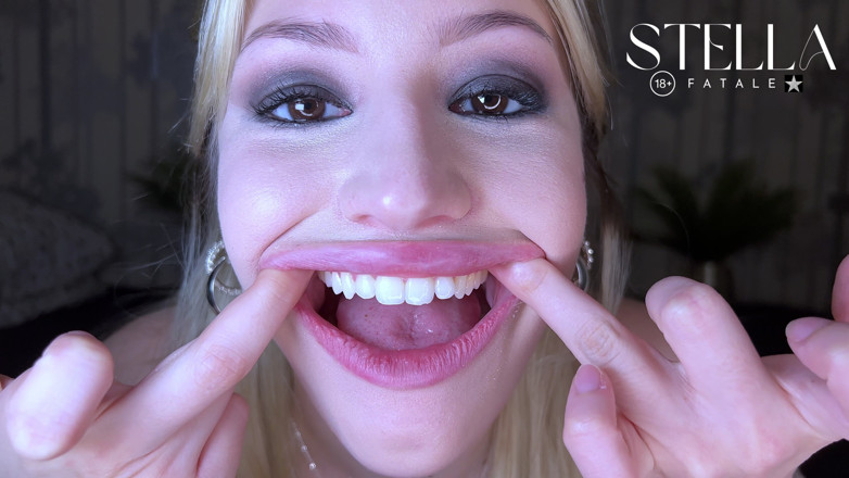 Stellafatale: Denti naturali perfetti feticcio mostrano tutti i denti compresi i...