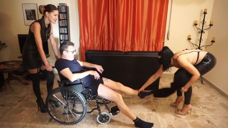 Lady Mesmeratrix Official: Slave in a wheelchair gets his ballbusting punishment