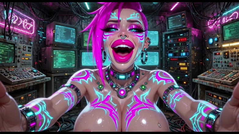 Hot girl dancing: Cyberpunk Style Women Bouncing Boobs, Ai Animation
