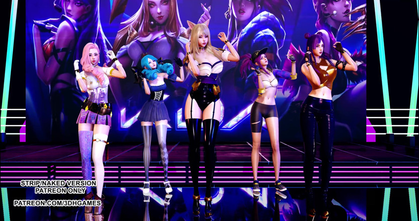 3D-Hentai Games: Gfriend - Szklany korali Ahri, Akali, Seraphine, Kaisa, Gwen hot Kpop...