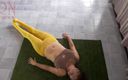 Regina Noir: Regina Noir. Yoga en collants jaunes faisant du yoga dans...