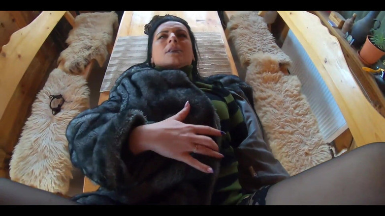 MilfyCalla: Elegant Fur-coated Slut Fucked on a Wooden Table and Covered...