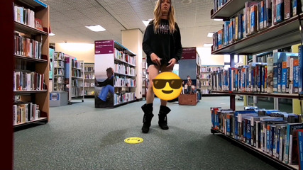 The Midnight Minx: Crossdresser cums in library