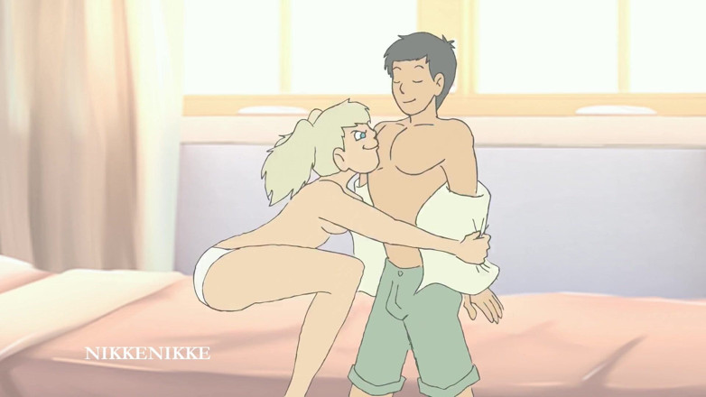 Nikkenikke animation: 헨타이: 변태 학생 하루토가 금발 여자와 절정에 이르게 하다