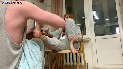 Petite Princesses Femdom: Amateur real femdom foot servitude - Scrubs foot dust of Mistress...
