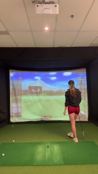 Trying to Golf in a Simulator with My Lush in! Trying Not to Cum While I Swing!