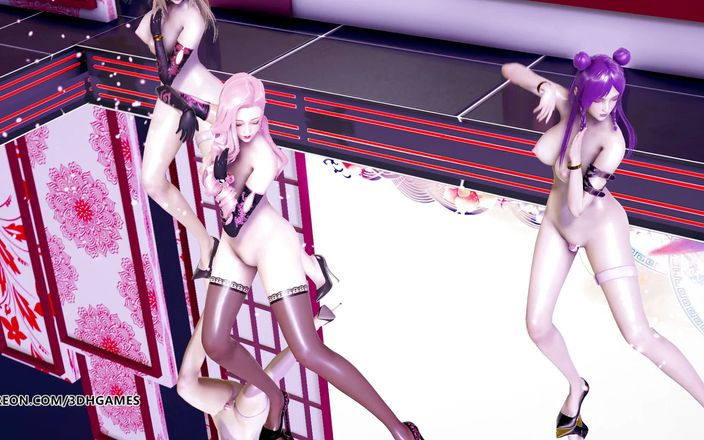 3D-Hentai Games: Tougen Renka - Naken dans Ahri Kaisa Seraphine het erotisk dans