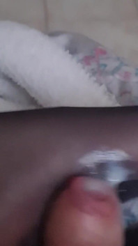 Footjob with Nylon Socks on the Sofa'