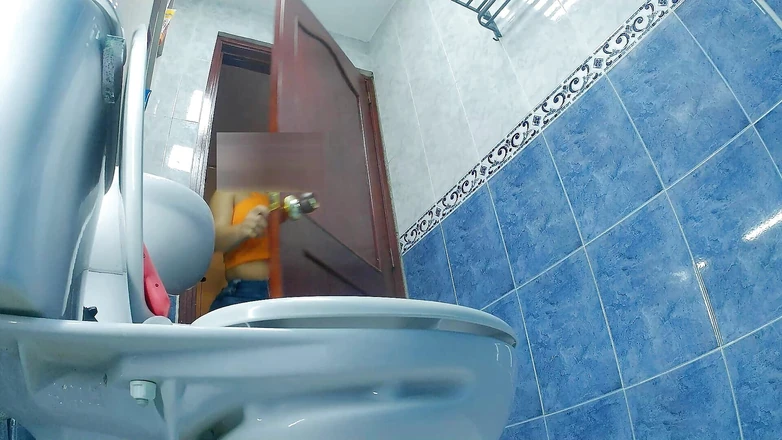 Katrina4deluxe: Camera in Office Bathroom Records Big Ass Secretary Pissing