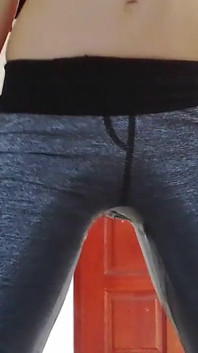 Grey Yoga Pants Wetting and Butt Worship