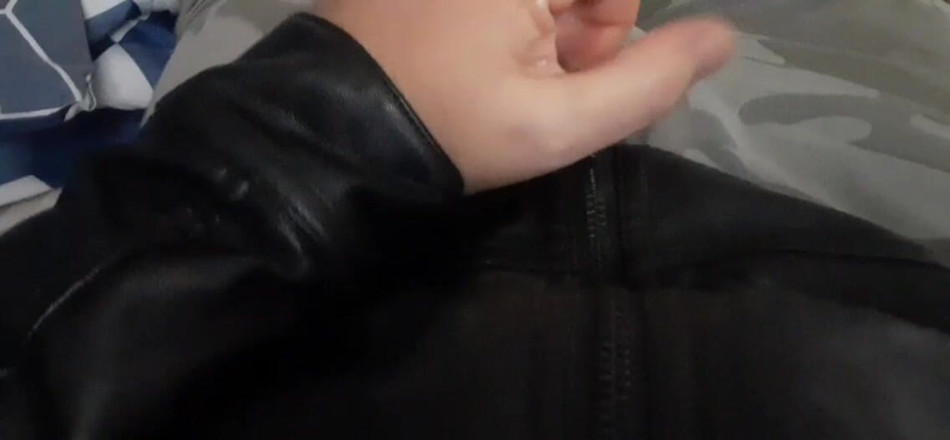 Rusty Sunnybrook: Cum in a black leather jacket