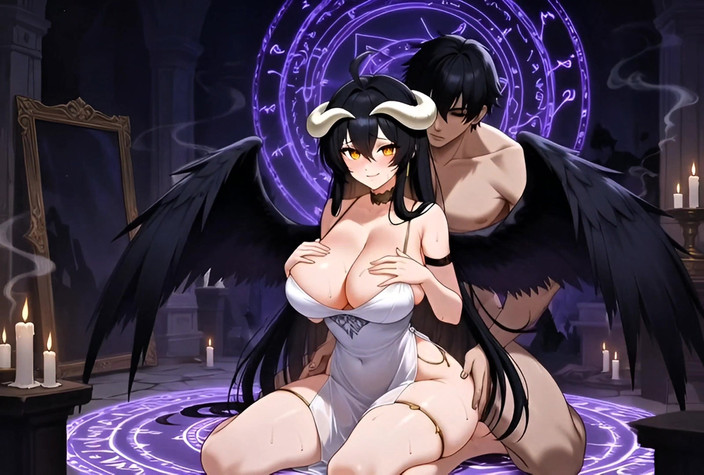 Stories&Anime: Albedo Succubus 마법의 본딩 의식 열정적 인 질싸 헌신 판타지