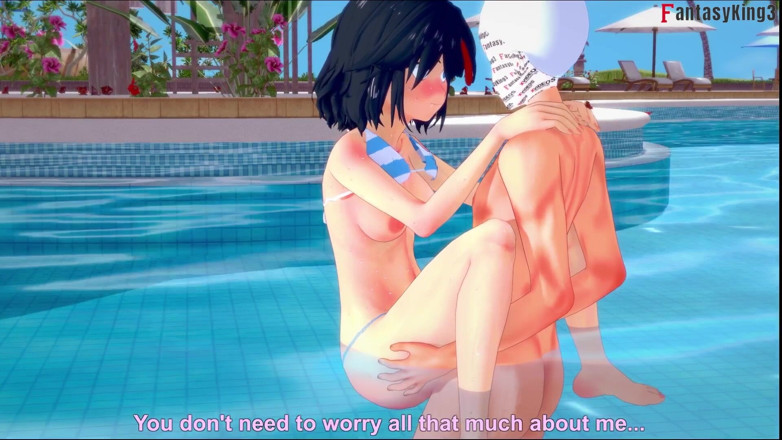 Fantasy king: Ryuko matoi havuzda seks