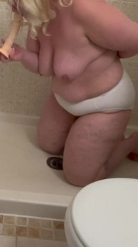 BBW Whore Gags on Your Cock in the Shower