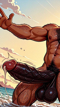 발기를 보여주는 해변 덩어리