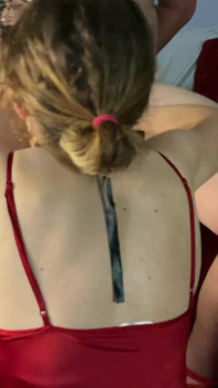 Super mistress ties up her man and gives him a great blowjob.