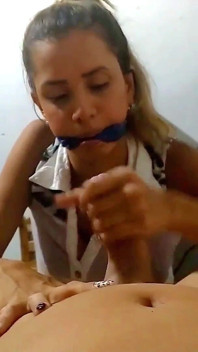 Eva in: Cleave Gagged 19 Year-old Slut Jerks You off and Gets Cum on Face (and She Didn't Enjoy It)