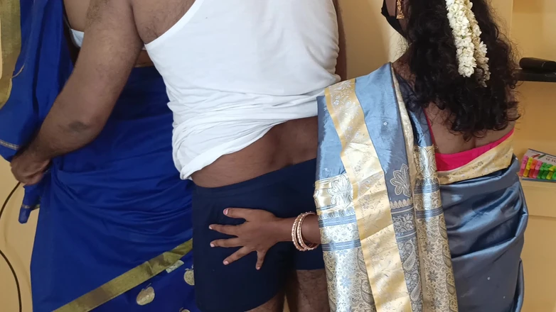 Inba: Housewife and Maid Threesome in Living Room